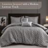 Madison Park King Comforter Set Raised Jacquard Texture Comforters King Size Bed, All Season Down Alternative Bedding King Size Comforter, Decorative Pillows, Matching Shams, Riva, King Beige 5 Piece(Grey)