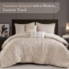 Madison Park King Comforter Set Raised Jacquard Texture Comforters King Size Bed, All Season Down Alternative Bedding King Size Comforter, Decorative Pillows, Matching Shams, Riva, King Beige 5 Piece(Beige)