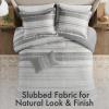 Madison Park King Comforter Set Stripes Comforter for King Size Bed, Linen-Like Cotton Rich, All Season & Lightweight Queen Bed Set & Shams, Farmhouse, Rhodes, King/Cal King, Grey/Multi 3 Piece(Grey/Multi)