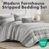 Madison Park King Comforter Set Stripes Comforter for King Size Bed, Linen-Like Cotton Rich, All Season & Lightweight Queen Bed Set & Shams, Farmhouse, Rhodes, King/Cal King, Grey/Multi 3 Piece(Grey/Multi)