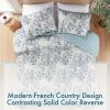 Madison Park Queen Comforter Set Medallion Comforter for Queen Size Bed, Woven Tufted Bedding, All Season & Lightweight Queen Bed Set with Shams, Shabby Chic Cottage, Brielle, Full/Queen, Blue 3 Piece(Blue)