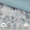 Madison Park Queen Comforter Set Medallion Comforter for Queen Size Bed, Woven Tufted Bedding, All Season & Lightweight Queen Bed Set with Shams, Shabby Chic Cottage, Brielle, Full/Queen, Blue 3 Piece(Blue)