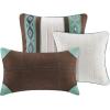 Madison Park Queen Comforter Set, Stripes Herringbone Southwestern Boho Comforters Queen Size, All Season Lightweight & Fluffy Microfiber Bed Set, 2 Décor Pillows, Mariposa, Full/Queen Brown 5 Piece(Ikat Blue)