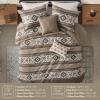 Madison Park Queen Comforter Set, Stripes Herringbone Southwestern Boho Comforters Queen Size, All Season Lightweight & Fluffy Microfiber Bed Set, 2 Décor Pillows, Mariposa, Full/Queen Brown 5 Piece(Brown)