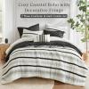 Madison Park Queen Comforter Set and Quilt Set, Boho Comforter for Queen Size Bed with Diamond Quilted Coverlet Set, All Season Queen Size Bedding, Matching Shams, Carolina, Full/Queen Black 7 Piece(Black)