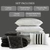 Madison Park Queen Comforter Set and Quilt Set, Boho Comforter for Queen Size Bed with Diamond Quilted Coverlet Set, All Season Queen Size Bedding, Matching Shams, Carolina, Full/Queen Black 7 Piece(Black)