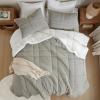 Madison Park Reversible Feather-Soft Plush Comforter Set for King Size Bed, All Season Luxurious Quilted Sherpa Comforters, King Size Bedding Set, Wynne, Grey 3 Piece(Grey)