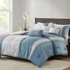 Madison Park King Comforter Set Jacquard Comforters for King Size Bed, Ogee Print, Pleated Trims, All Season Luxurious Comforters King Size Bedding Set, Lori, King/Cal King Teal/Silver 6 Piece(Teal/Silver)