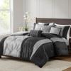 Madison Park King Comforter Set Jacquard Comforters for King Size Bed, Ogee Print, Pleated Trims, All Season Luxurious Comforters King Size Bedding Set, Lori, King/Cal King Teal/Silver 6 Piece(Black/Silver)