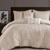 Madison Park King Comforter Set Raised Jacquard Texture Comforters King Size Bed, All Season Down Alternative Bedding King Size Comforter, Decorative Pillows, Matching Shams, Riva, King Beige 5 Piece(Beige)