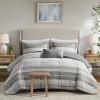 Madison Park King Comforter Set Stripes Comforter for King Size Bed, Linen-Like Cotton Rich, All Season & Lightweight Queen Bed Set & Shams, Farmhouse, Rhodes, King/Cal King, Grey/Multi 3 Piece(Grey/Multi)