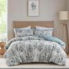 Madison Park Queen Comforter Set Medallion Comforter for Queen Size Bed, Woven Tufted Bedding, All Season & Lightweight Queen Bed Set with Shams, Shabby Chic Cottage, Brielle, Full/Queen, Blue 3 Piece(Blue)