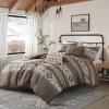 Madison Park Queen Comforter Set, Stripes Herringbone Southwestern Boho Comforters Queen Size, All Season Lightweight & Fluffy Microfiber Bed Set, 2 Décor Pillows, Mariposa, Full/Queen Brown 5 Piece(Brown)