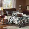 Madison Park Queen Comforter Set, Stripes Herringbone Southwestern Boho Comforters Queen Size, All Season Lightweight & Fluffy Microfiber Bed Set, 2 Décor Pillows, Mariposa, Full/Queen Brown 5 Piece(Ikat Blue)