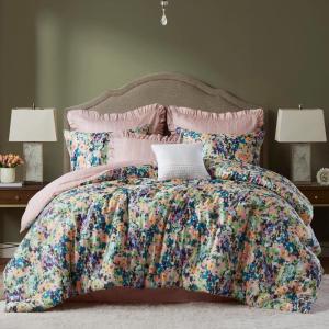 Madison Park Cal King Comforter Set Cotton, Microfiber Reverse, Floral Reversible Comforters King Size Bed, All Season Bedding King Size Comforter, Shams, Pillows, Ophelia, Cal King Multi 8 Piece(Multicolor)