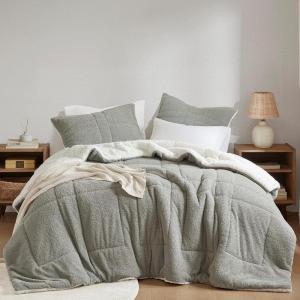 Madison Park Reversible Feather-Soft Plush Comforter Set for King Size Bed, All Season Luxurious Quilted Sherpa Comforters, King Size Bedding Set, Wynne, Grey 3 Piece(Grey)