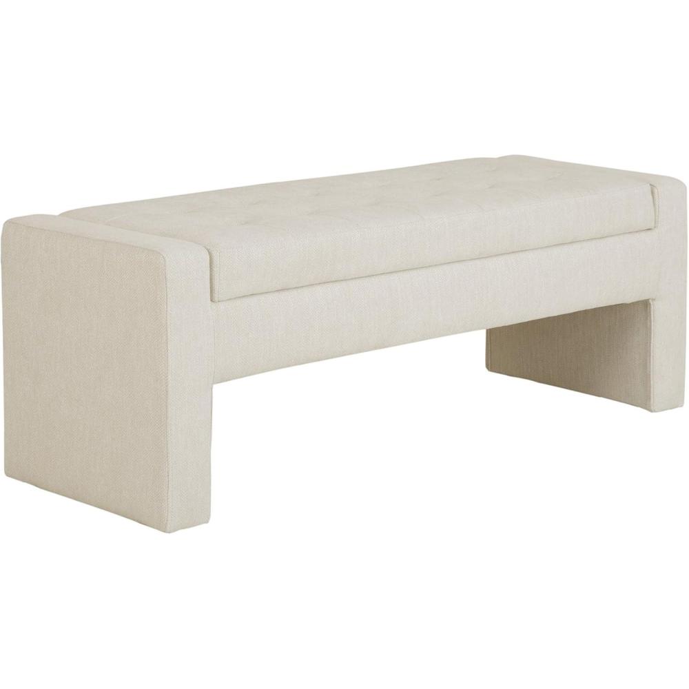 imageMadison Park Gillian Entryway Accent Storage Bench Button Tufted amp Upholstered Padded Seating Bench for Living Room Compact Bed End Bench with LiftTop Hidden Storage Bedroom Furniture 50W Cream
