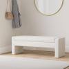 Madison Park Gillian Entryway Accent Storage Bench, Button Tufted & Upholstered Padded Seating Bench for Living Room, Compact Bed End Bench with Lift-Top Hidden Storage, Bedroom Furniture, 50″W, Cream