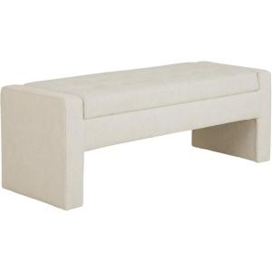 Madison Park Gillian Entryway Accent Storage Bench, Button Tufted & Upholstered Padded Seating Bench for Living Room, Compact Bed End Bench with Lift-Top Hidden Storage, Bedroom Furniture, 50″W, Cream