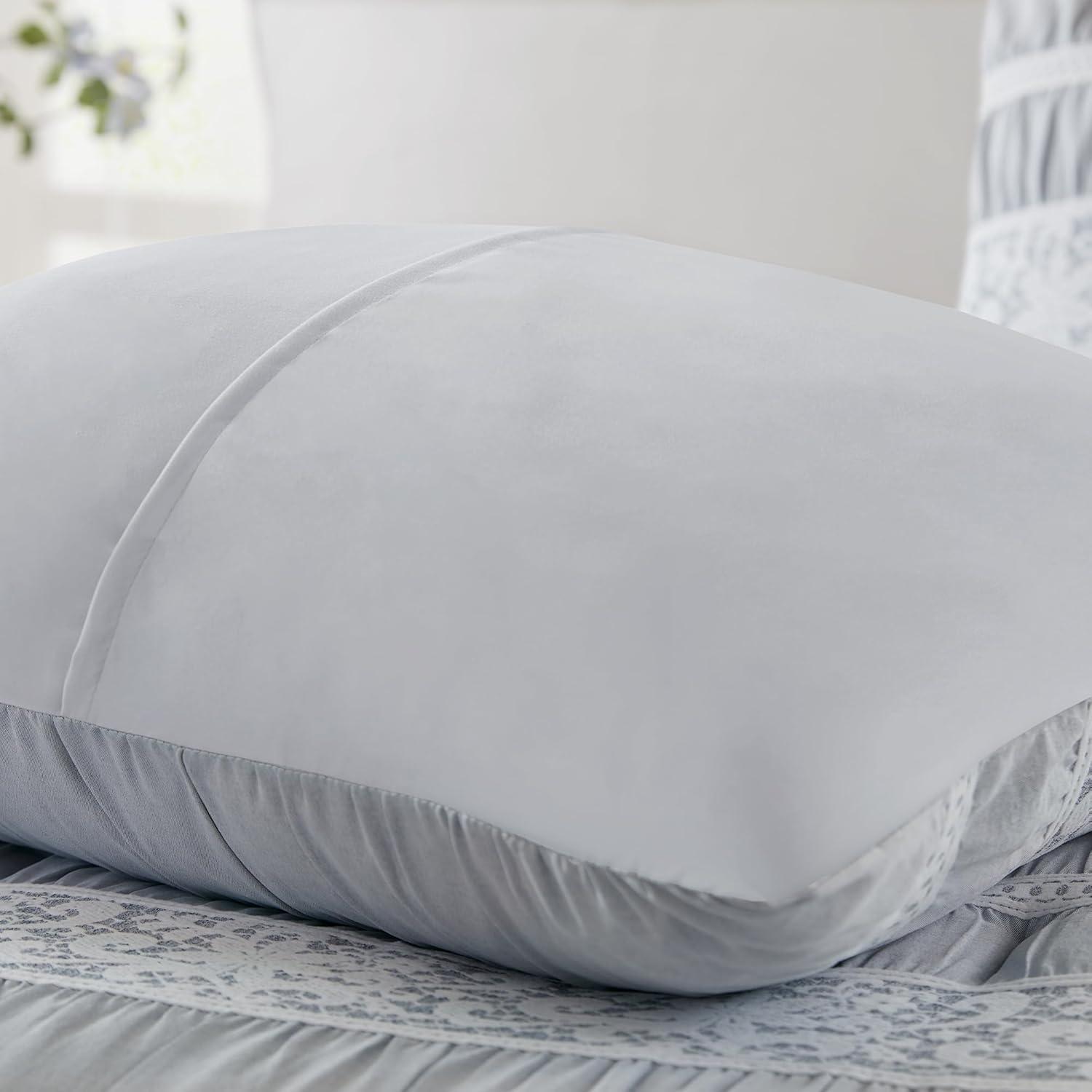 imageMadison Park 5Piece Farmhouse Comforter Set with Ruching amp Lace Trim Soft Chambray Bedding Includes Comforter and 2 Decorative Pillows Queen Charmbray LightweightCharmbray