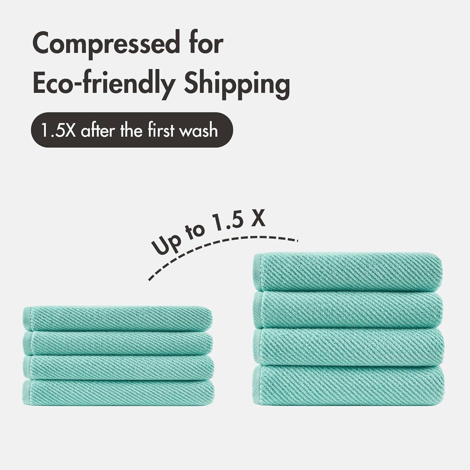 imageMadison Park Bathroom Towel Set of 6 Diagonal Ribbed Turquoise 100 Cotton Quick Dry amp Absorbent 2 Bath 30 x 56 2 Hand 18 x 28 2 Washcloths 13 x 13 Zero Twist 500 GSM OekoTEXTurquoise