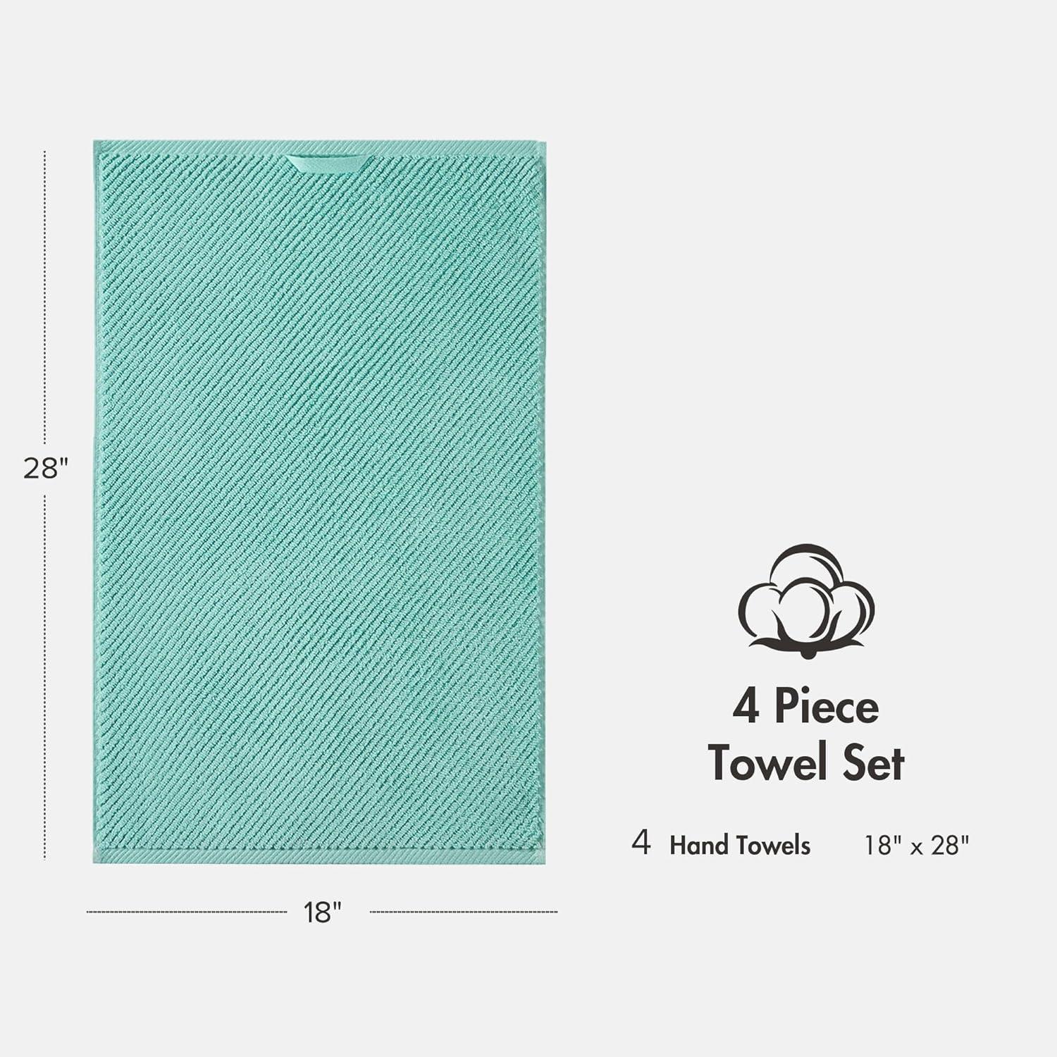 imageMadison Park Bathroom Towel Set of 6 Diagonal Ribbed Turquoise 100 Cotton Quick Dry amp Absorbent 2 Bath 30 x 56 2 Hand 18 x 28 2 Washcloths 13 x 13 Zero Twist 500 GSM OekoTEXTurquoise