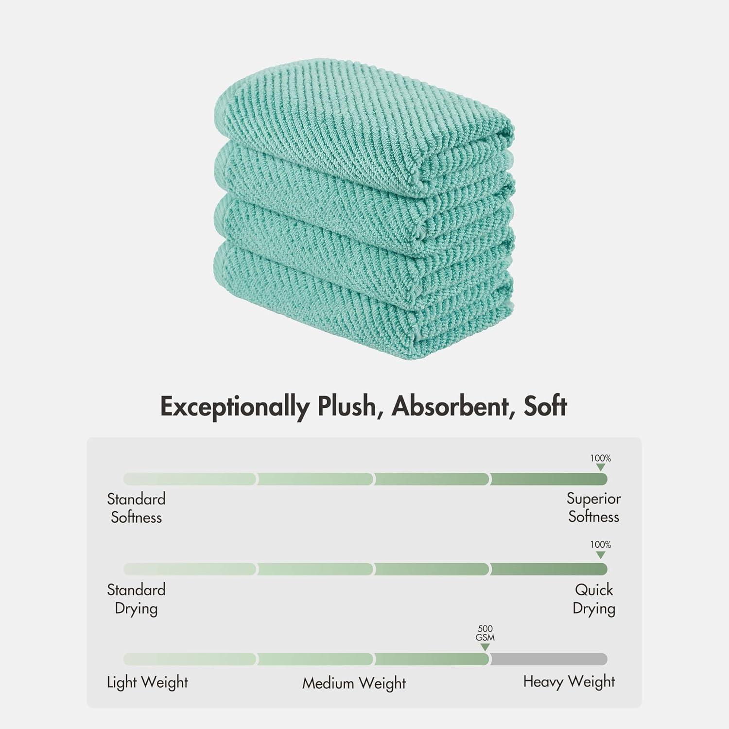imageMadison Park Bathroom Towel Set of 6 Diagonal Ribbed Turquoise 100 Cotton Quick Dry amp Absorbent 2 Bath 30 x 56 2 Hand 18 x 28 2 Washcloths 13 x 13 Zero Twist 500 GSM OekoTEXTurquoise