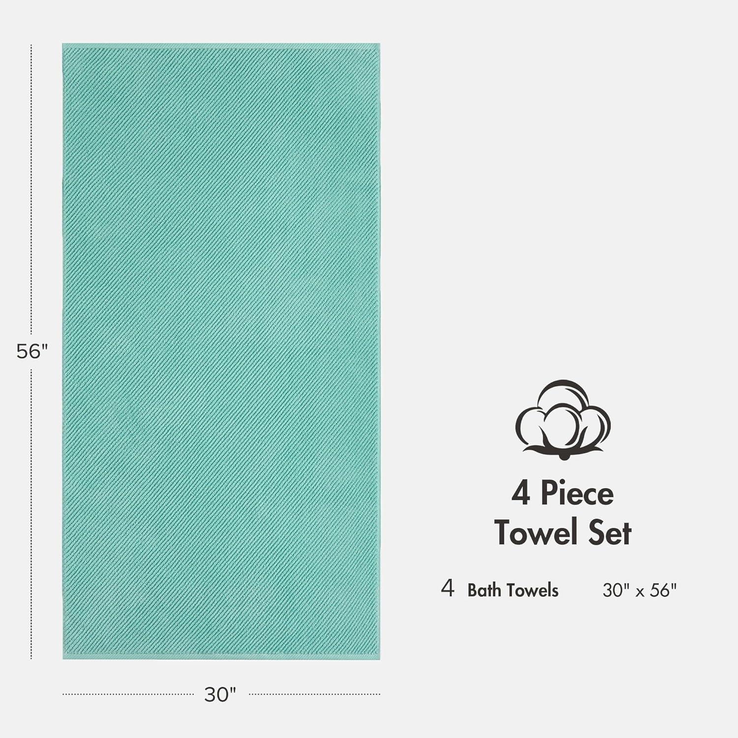 imageMadison Park Bathroom Towel Set of 6 Diagonal Ribbed Turquoise 100 Cotton Quick Dry amp Absorbent 2 Bath 30 x 56 2 Hand 18 x 28 2 Washcloths 13 x 13 Zero Twist 500 GSM OekoTEXTurquoise