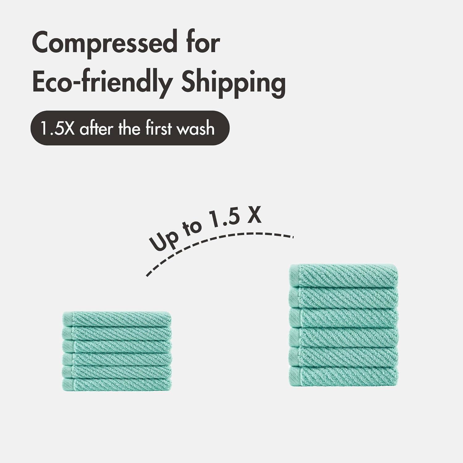 imageMadison Park Bathroom Towel Set of 6 Diagonal Ribbed Turquoise 100 Cotton Quick Dry amp Absorbent 2 Bath 30 x 56 2 Hand 18 x 28 2 Washcloths 13 x 13 Zero Twist 500 GSM OekoTEXTurquoise