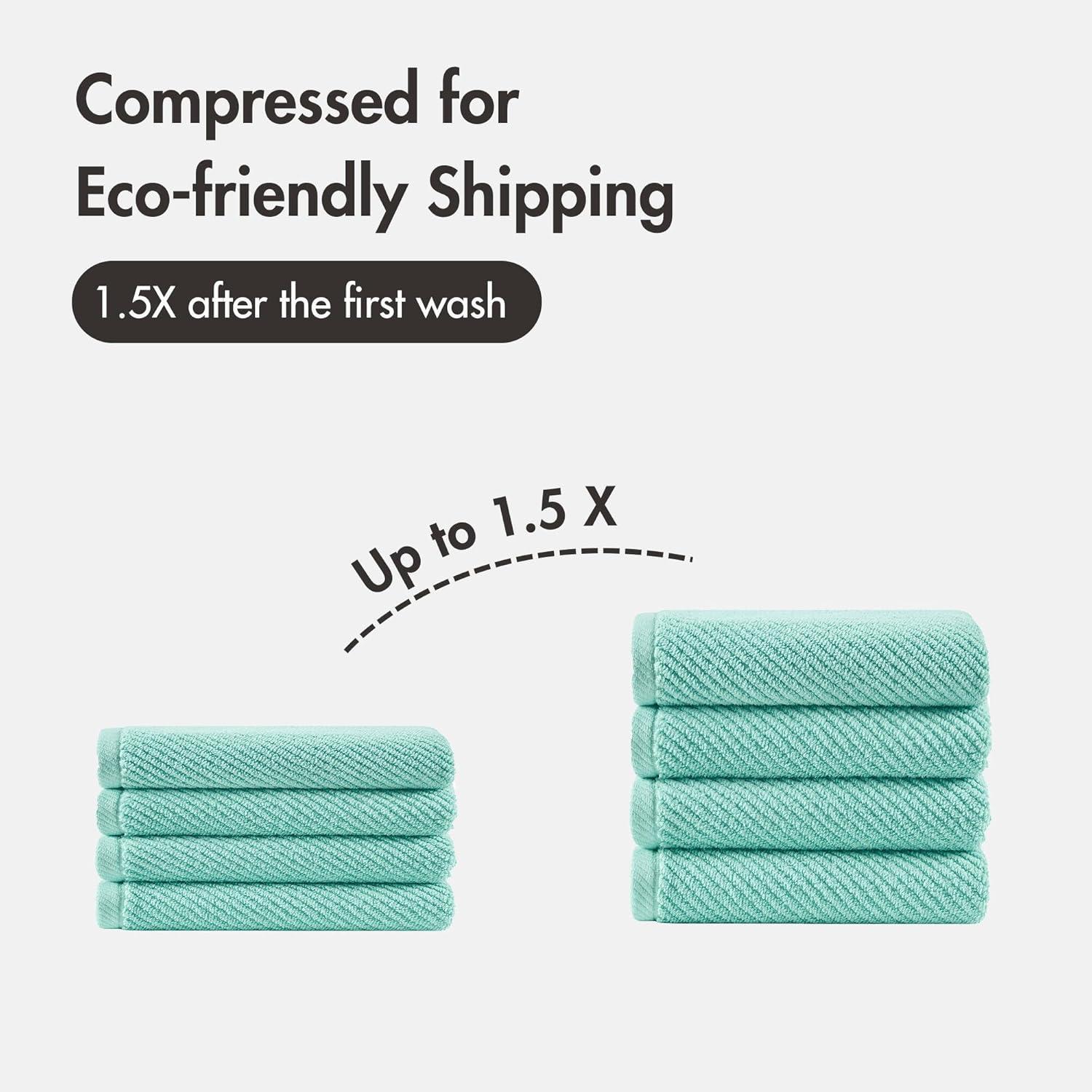 imageMadison Park Bathroom Towel Set of 6 Diagonal Ribbed Turquoise 100 Cotton Quick Dry amp Absorbent 2 Bath 30 x 56 2 Hand 18 x 28 2 Washcloths 13 x 13 Zero Twist 500 GSM OekoTEXTurquoise