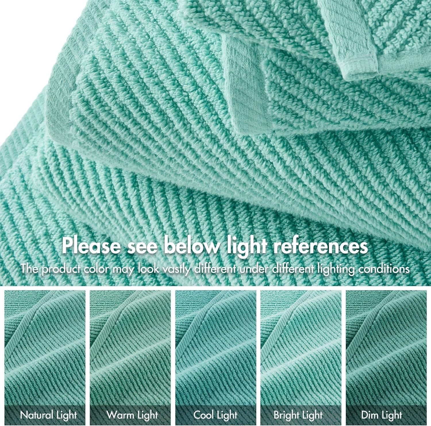 imageMadison Park Bathroom Towel Set of 6 Diagonal Ribbed Turquoise 100 Cotton Quick Dry amp Absorbent 2 Bath 30 x 56 2 Hand 18 x 28 2 Washcloths 13 x 13 Zero Twist 500 GSM OekoTEXTurquoise