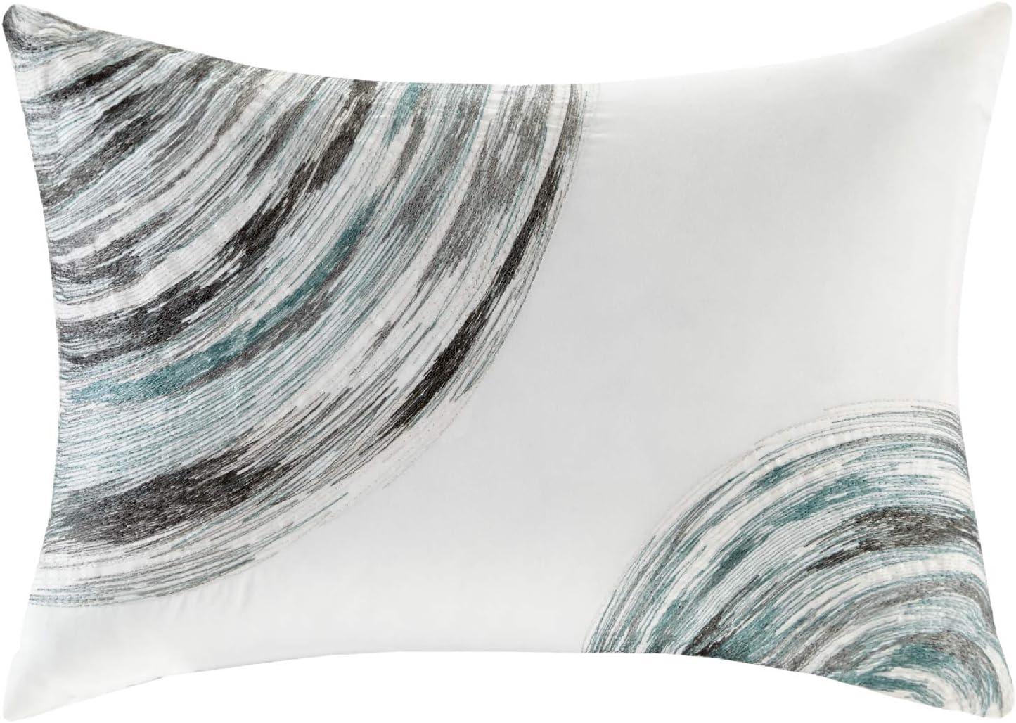 imageMadison Park Essentials Queen Comforter Set Bed in a Bag Watercolor Print Coastal Comforter amp Chambray Cotton Sheet Set All Season Bedding Set Saben Black Queen 90 in x 90 in 9 PieceStripe Aqua
