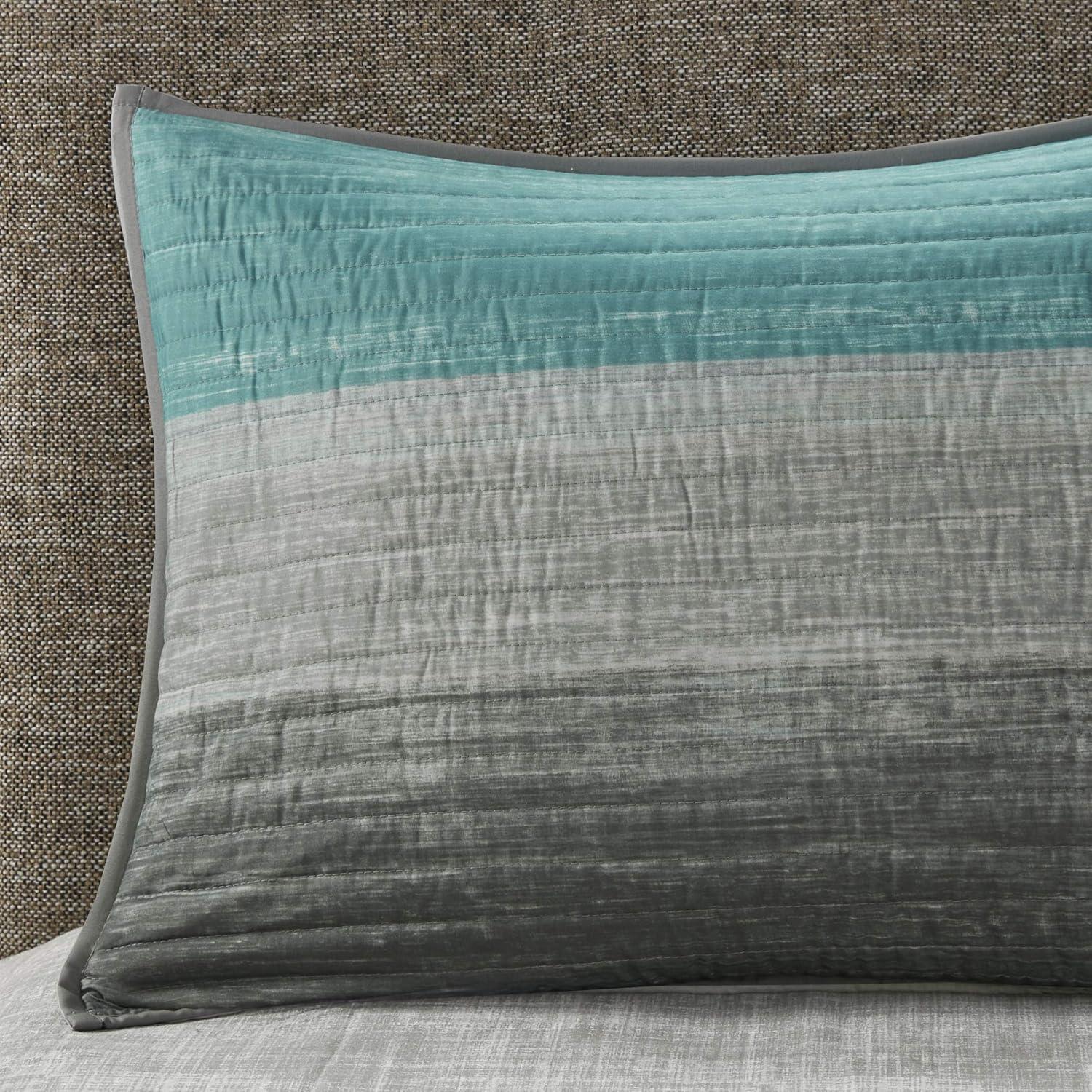 imageMadison Park Essentials Saben Cozy Bed in A Bag Reversible Quilt with Complete Cotton Sheet SetGeometric Design All Season Cover Decorative Pillow Queen90x90 Stripes Navy 8 PieceStripes Aqua Coverlet Biab 8pcs