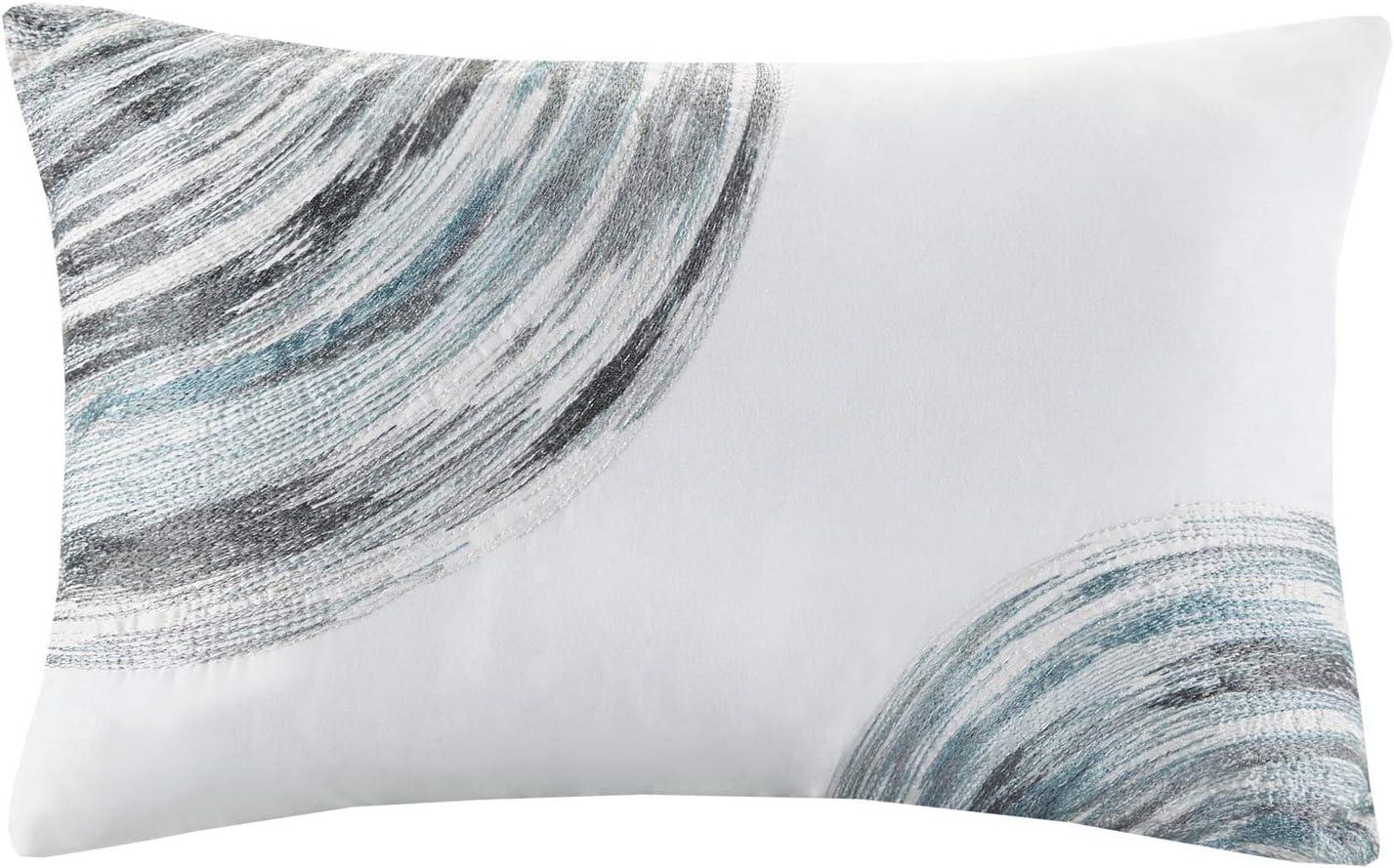 imageMadison Park Essentials Saben Cozy Bed in A Bag Reversible Quilt with Complete Cotton Sheet SetGeometric Design All Season Cover Decorative Pillow Queen90x90 Stripes Navy 8 PieceStripes Aqua Coverlet Biab 8pcs