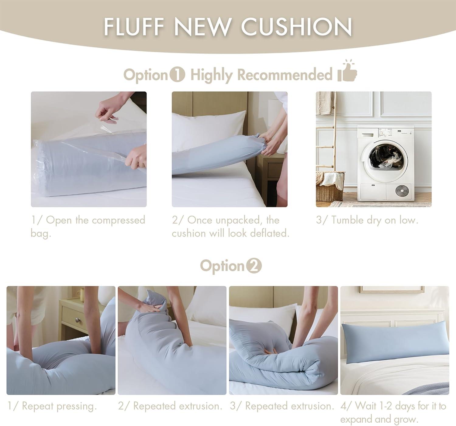 imageMadison Park Full Body Pillow Large Pillow with Shredded Memory Foam Cooling Pillow for Adults with Removable Nylon Spandex Cover Long Body Pillow for Side Sleepers 20 x 54 Lumi BlueNeutral