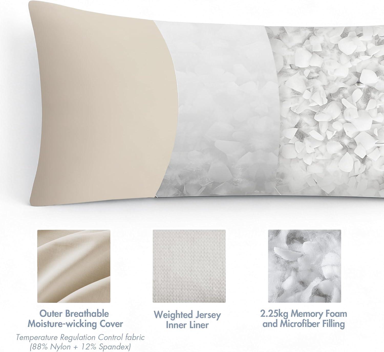 imageMadison Park Full Body Pillow Large Pillow with Shredded Memory Foam Cooling Pillow for Adults with Removable Nylon Spandex Cover Long Body Pillow for Side Sleepers 20 x 54 Lumi BlueNeutral