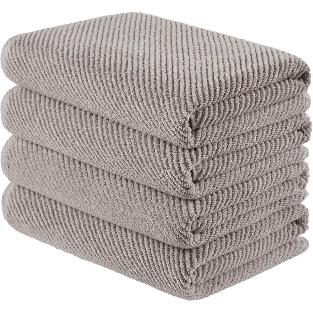imageMadison Park Bathroom Towel Set of 6 Diagonal Ribbed Turquoise 100 Cotton Quick Dry amp Absorbent 2 Bath 30 x 56 2 Hand 18 x 28 2 Washcloths 13 x 13 Zero Twist 500 GSM OekoTEXGrey
