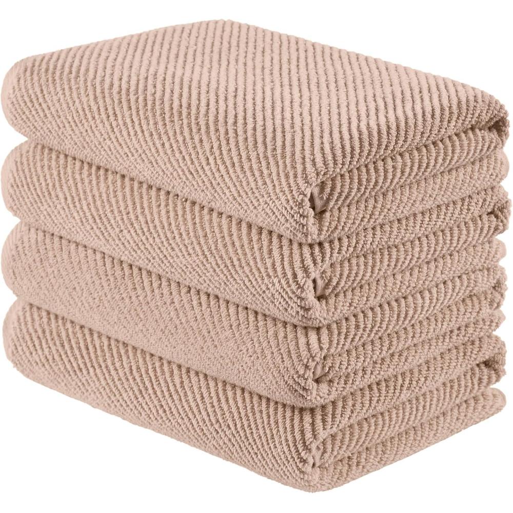 imageMadison Park Bathroom Towel Set of 6 Diagonal Ribbed Turquoise 100 Cotton Quick Dry amp Absorbent 2 Bath 30 x 56 2 Hand 18 x 28 2 Washcloths 13 x 13 Zero Twist 500 GSM OekoTEXBeige