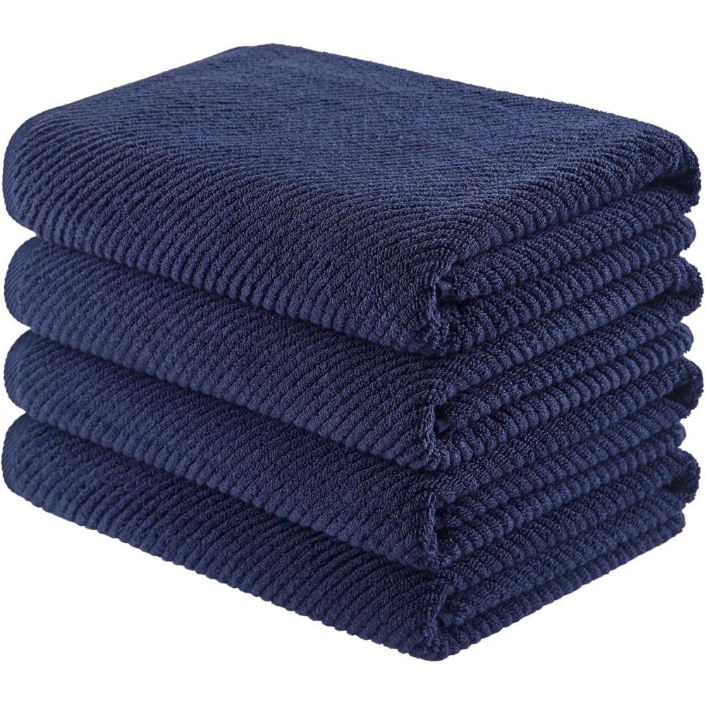 imageMadison Park Bathroom Towel Set of 6 Diagonal Ribbed Turquoise 100 Cotton Quick Dry amp Absorbent 2 Bath 30 x 56 2 Hand 18 x 28 2 Washcloths 13 x 13 Zero Twist 500 GSM OekoTEXNavy