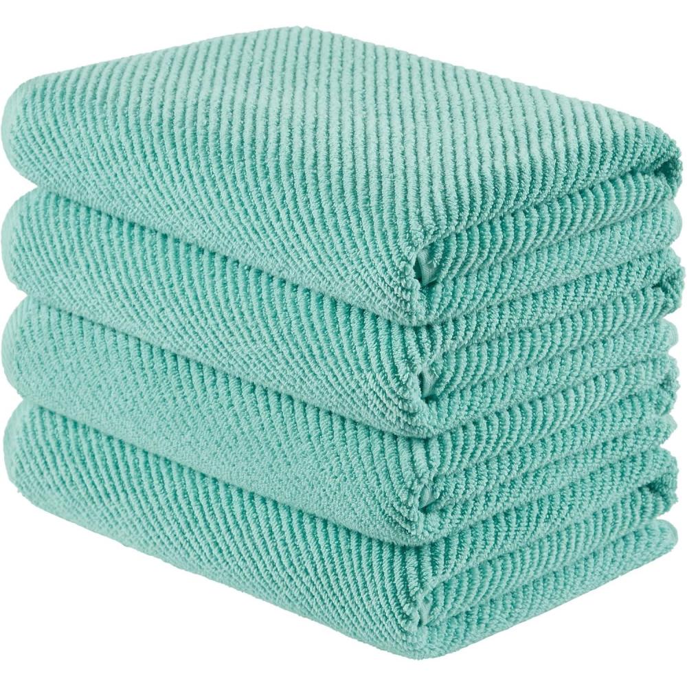 imageMadison Park Bathroom Towel Set of 6 Diagonal Ribbed Turquoise 100 Cotton Quick Dry amp Absorbent 2 Bath 30 x 56 2 Hand 18 x 28 2 Washcloths 13 x 13 Zero Twist 500 GSM OekoTEXTurquoise