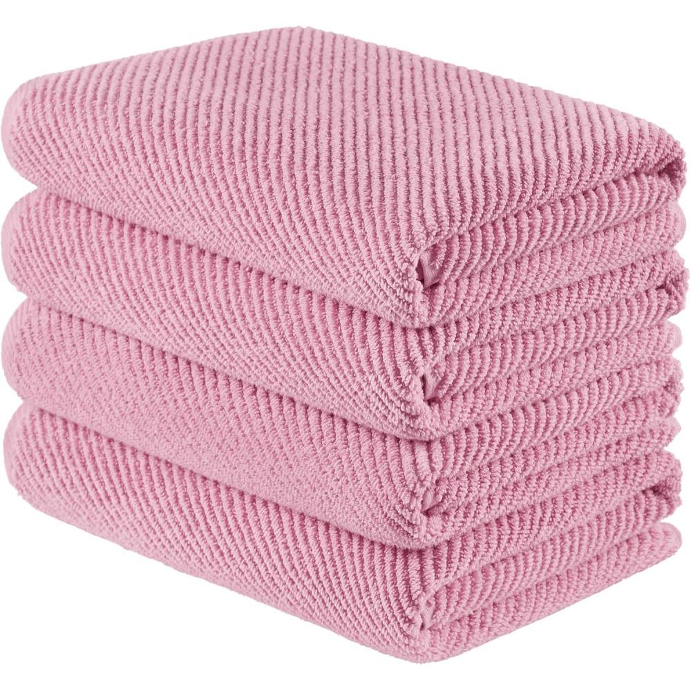 imageMadison Park Bathroom Towel Set of 6 Diagonal Ribbed Turquoise 100 Cotton Quick Dry amp Absorbent 2 Bath 30 x 56 2 Hand 18 x 28 2 Washcloths 13 x 13 Zero Twist 500 GSM OekoTEXPink
