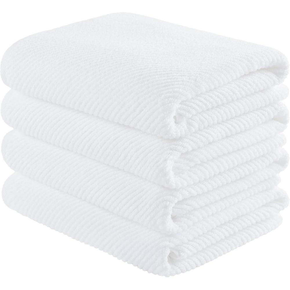 imageMadison Park Bathroom Towel Set of 6 Diagonal Ribbed Turquoise 100 Cotton Quick Dry amp Absorbent 2 Bath 30 x 56 2 Hand 18 x 28 2 Washcloths 13 x 13 Zero Twist 500 GSM OekoTEXWhite