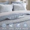 Madison Park 3-Piece Reversible Quilt Set, Botanical Print & Scalloped Edge, Lightweight Summer Bedding, Queen, Blue | Lightweight(Blue)