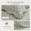 Madison Park 3-Piece Reversible Quilt Set, Botanical Print & Scalloped Edge, Lightweight Summer Bedding, Queen, Blue | Lightweight(Sage Green)