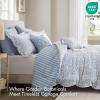 Madison Park 5-Piece Reversible Botanical Comforter Set – Summer Floral Print with Scalloped Edges, Lightweight Bedding with Decorative Pillows, Queen, Market Green | Reversible, Lightweight(Blue)
