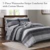 Madison Park Essentials Queen Comforter Set, Bed in a Bag, Watercolor Print Coastal Comforter & Chambray Cotton Sheet Set, All Season Bedding Set, Saben, Black Queen (90 in x 90 in) 9 Piece(Black)