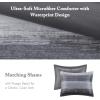 Madison Park Essentials Queen Comforter Set, Bed in a Bag, Watercolor Print Coastal Comforter & Chambray Cotton Sheet Set, All Season Bedding Set, Saben, Black Queen (90 in x 90 in) 9 Piece(Black)