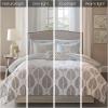 Madison Park Essentials Queen Comforter Set, Bed in a Bag, Watercolor Print Coastal Comforter & Chambray Cotton Sheet Set, All Season Bedding Set, Saben, Black Queen (90 in x 90 in) 9 Piece(Leaf Coral/Green)