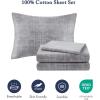 Madison Park Essentials Queen Comforter Set, Bed in a Bag, Watercolor Print Coastal Comforter & Chambray Cotton Sheet Set, All Season Bedding Set, Saben, Black Queen (90 in x 90 in) 9 Piece(Navy)
