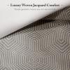 Madison Park Signature Queen Luxury Jacquard Comforter Set, Removable Duvet Cover with Insert, Oversized Overfilled Bedding, Hand-Guided Embroidered Texture Accents, Geometric Ivory, 8-Piece(Geometric Grey)